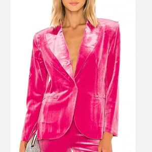 NORMA KAMALI Velvet Single Breasted Blazer in Rose